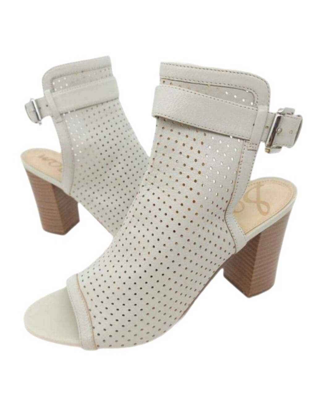 👜 Sam Edelman Emmie Taupe Gray Open Toe Block Heel Ankle Booties Sandals